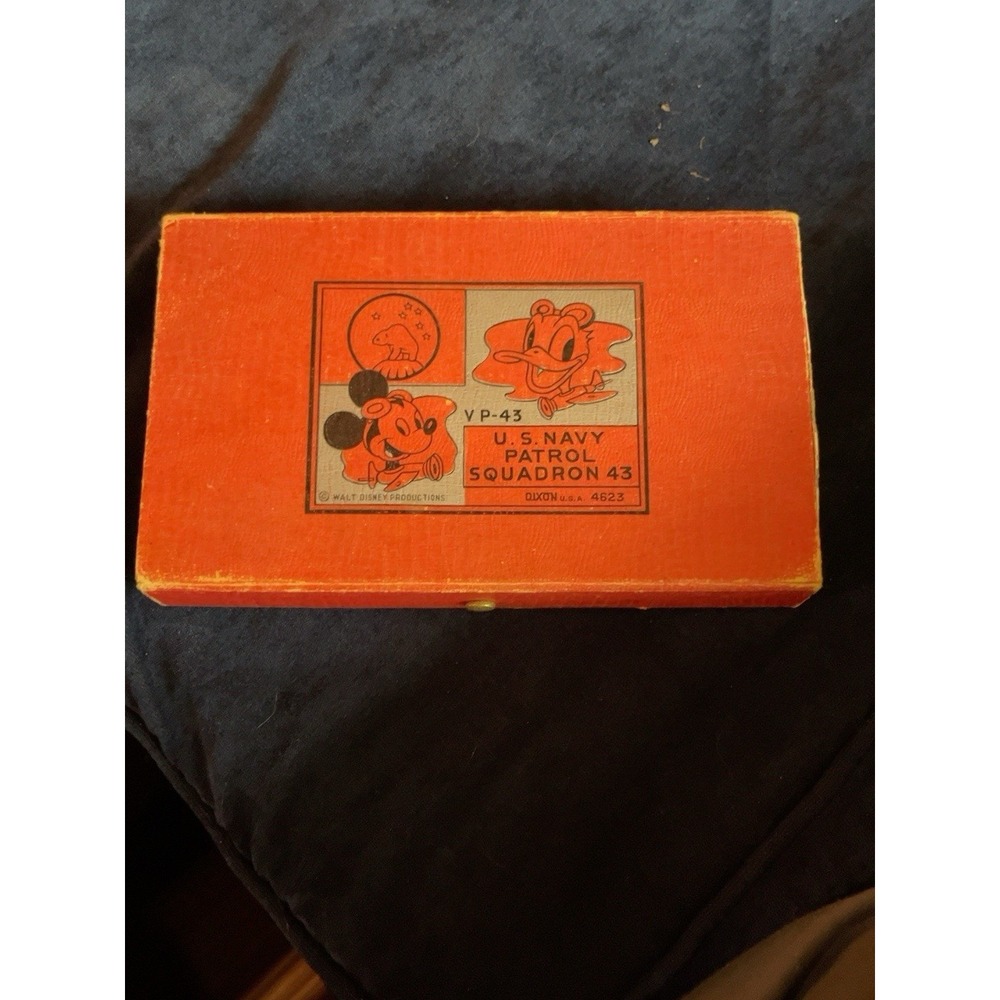 WWII Walt Disney U.S. Navy VP-43 Patrol Squadron Mickey Donald Dixon Pencil Box